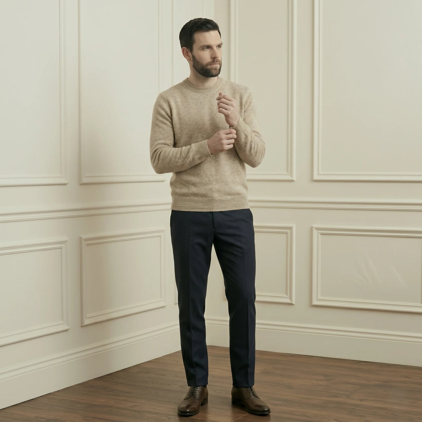 Oat Original Full Sleeve Crewneck Cashmere Sweater for Men