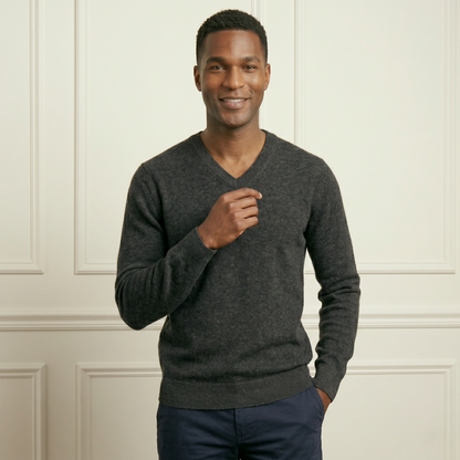 Executive V-Neck Undyed Himalayan Cashmere Sweater