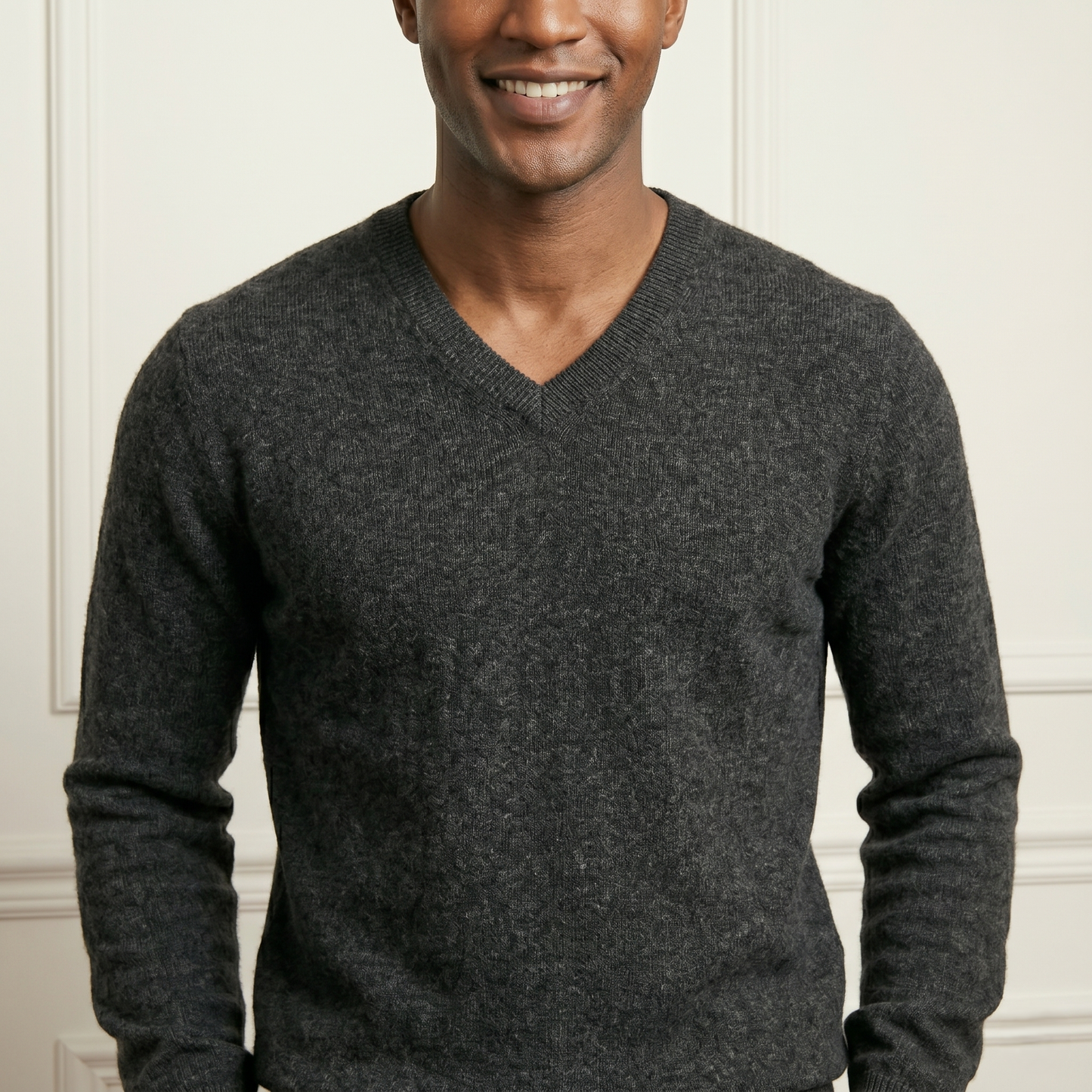 Executive V-Neck Undyed Himalayan Cashmere Sweater