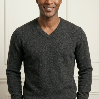 Executive V-Neck Undyed Himalayan Cashmere Sweater