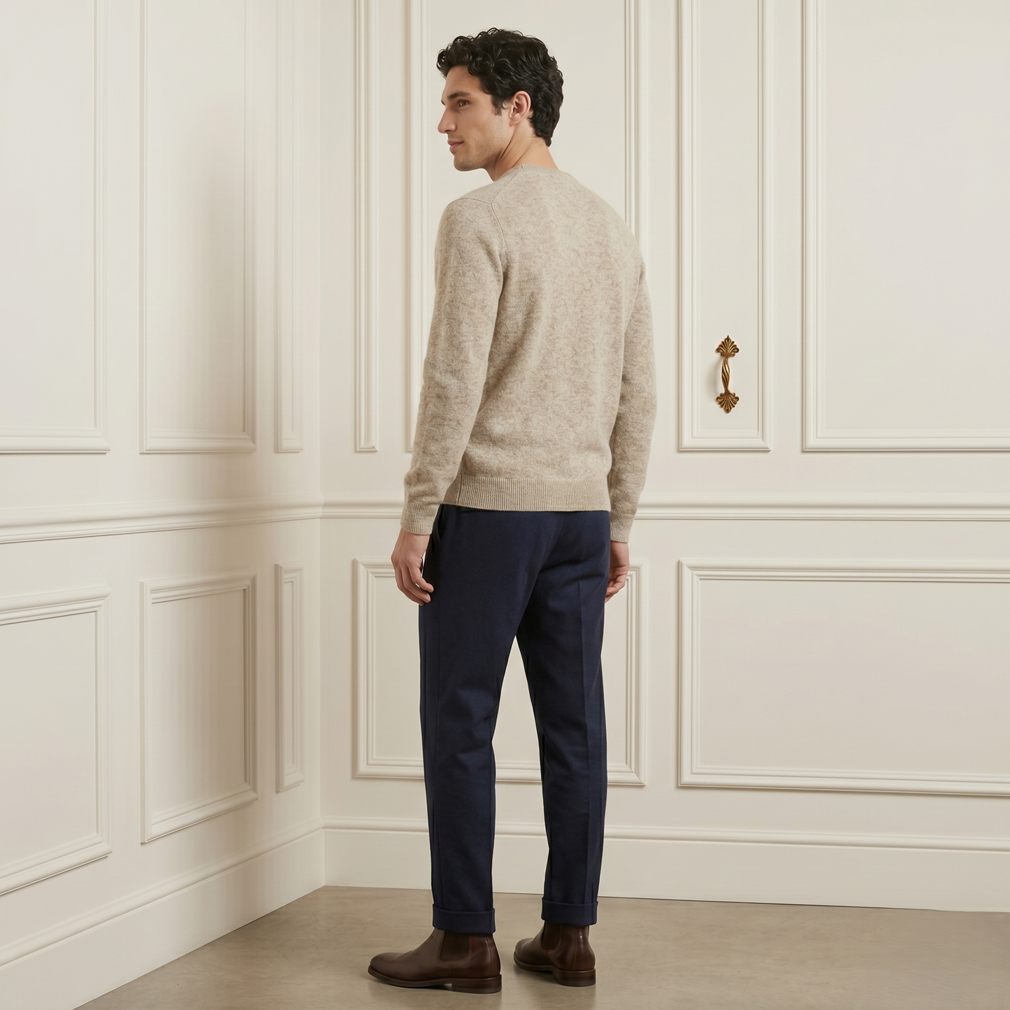 Executive Crewneck Undyed Himalayan Cashmere Sweater