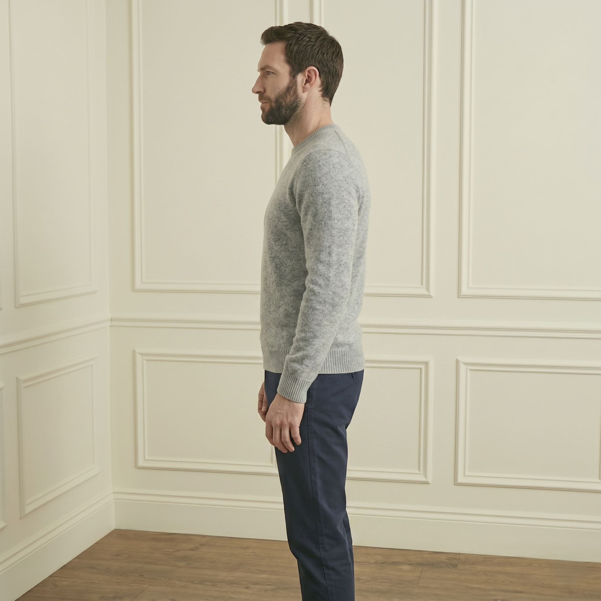 Heather Gray Original Crewneck Himalayan Cashmere Sweater for men