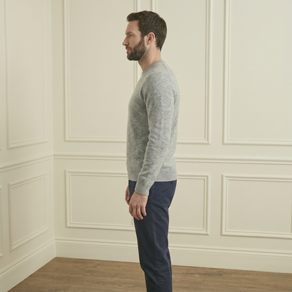 Heather Gray Original Crewneck Himalayan Cashmere Sweater for men