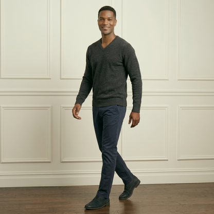 Executive V-Neck Undyed Himalayan Cashmere Sweater