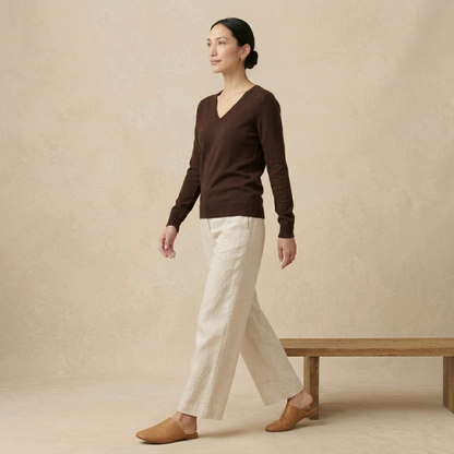 V-Neck Himalayan Cashmere Sweater For Women