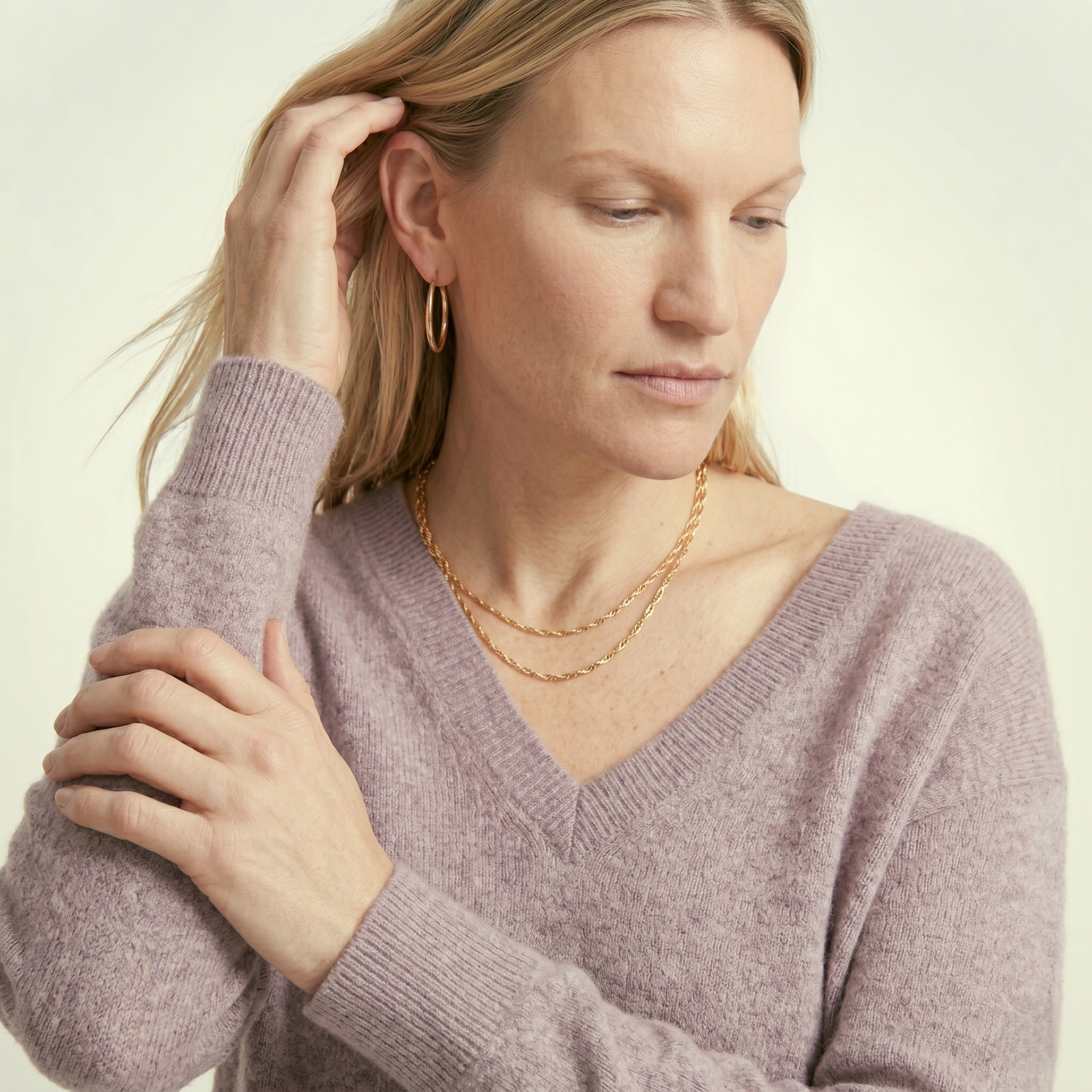 V-Neck Himalayan Cashmere Sweater For Women - Fog