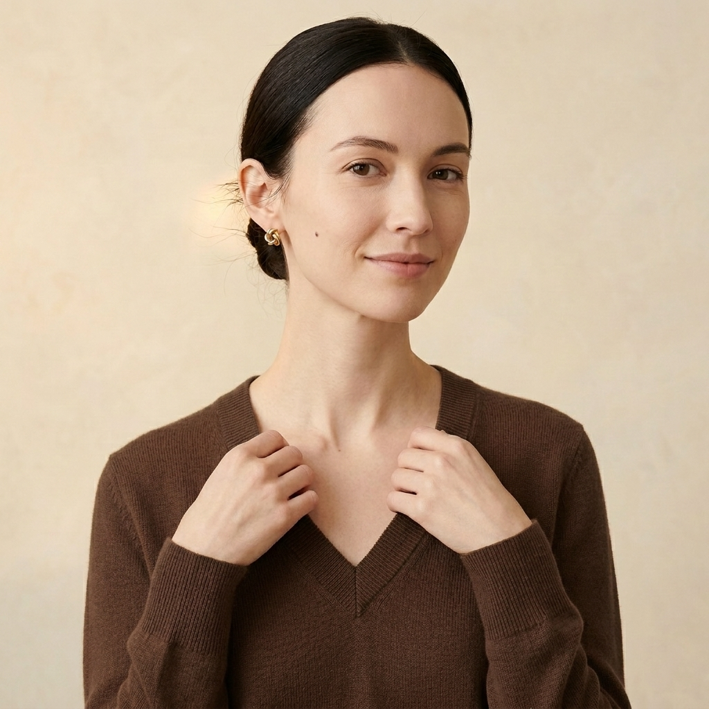 V-Neck Himalayan Cashmere Sweater For Women