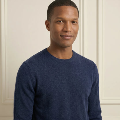 Exclusive Dark Navy Original Crewneck Himalayan Cashmere Full Sleeve Sweater for Men