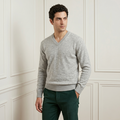 Executive V-Neck Undyed Himalayan Cashmere Sweater