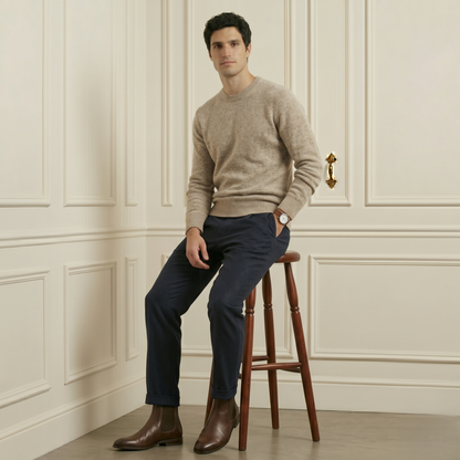 Executive Crewneck Undyed Himalayan Cashmere Sweater