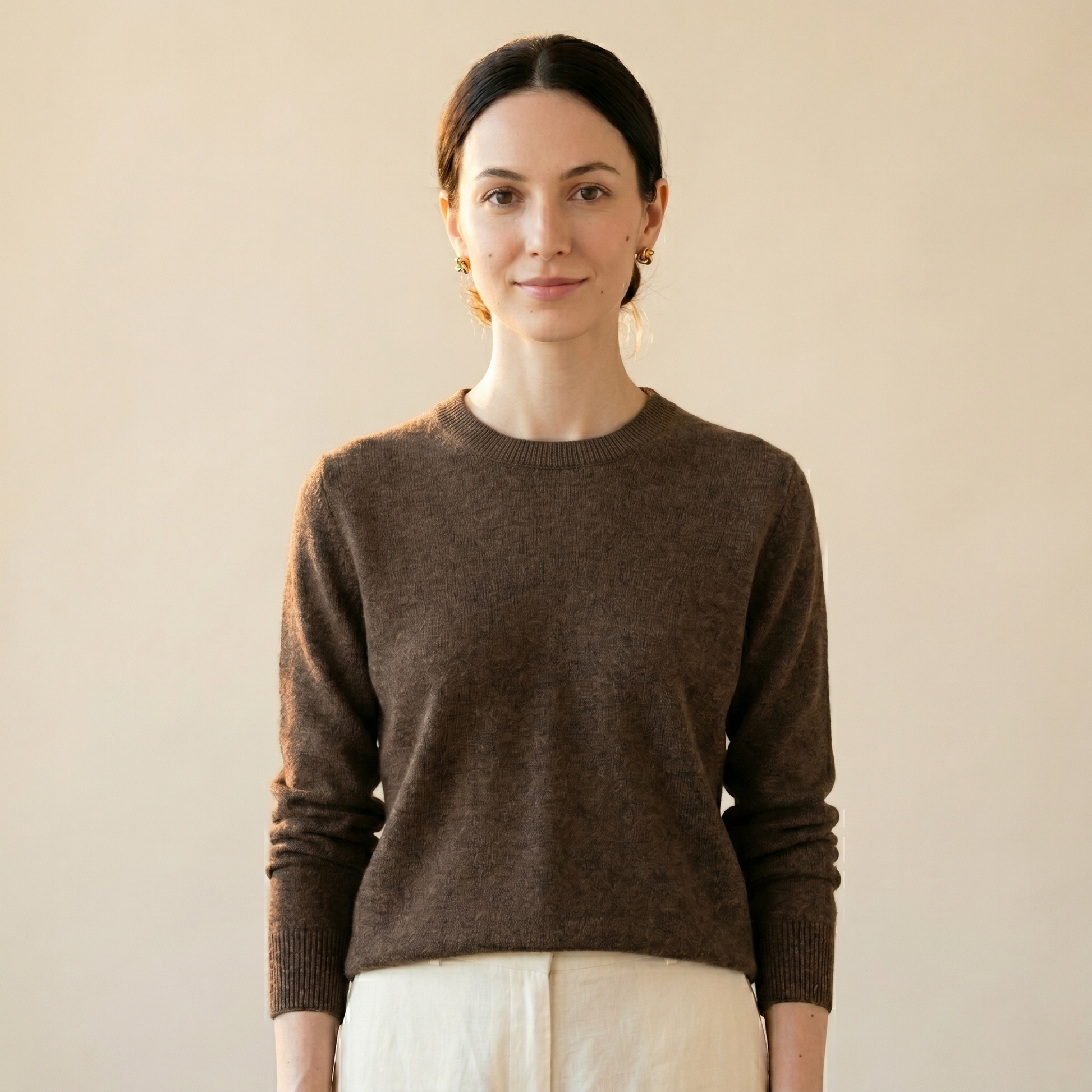 Himalayan Cashmere Original Crewneck Sweater For Women - Brown 1