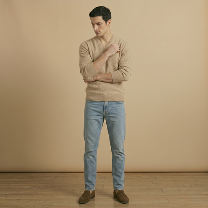 Executive V-Neck Undyed Himalayan Cashmere Sweater