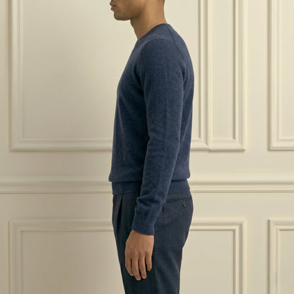 Dark Navy Crewneck Himalayan Cashmere Full Sleeve Sweater for Men