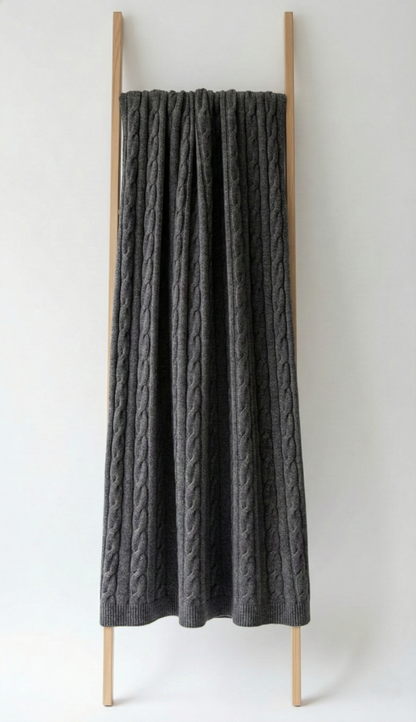 Heirloom Cable-Knit Pure Himalayan Cashmere Throw