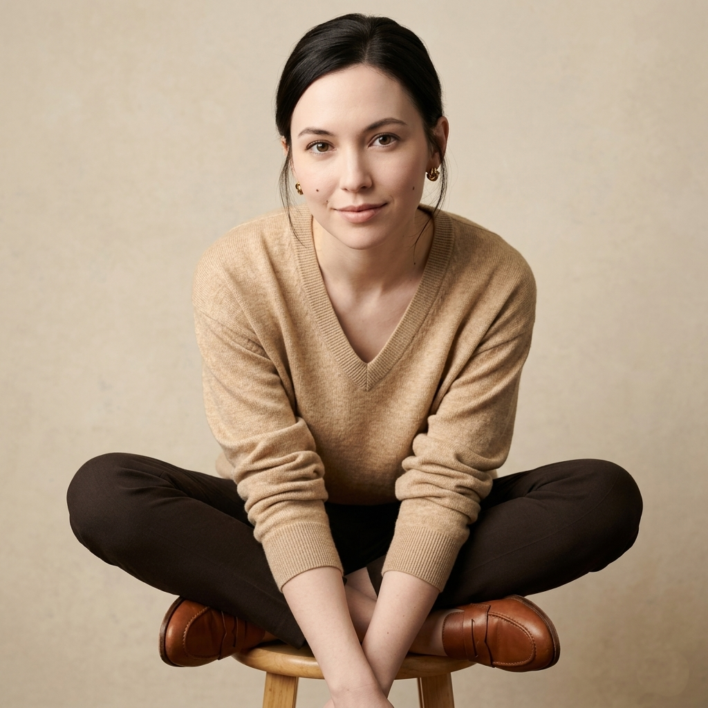 V - Neck Undyed Cashmere Sweater For Women