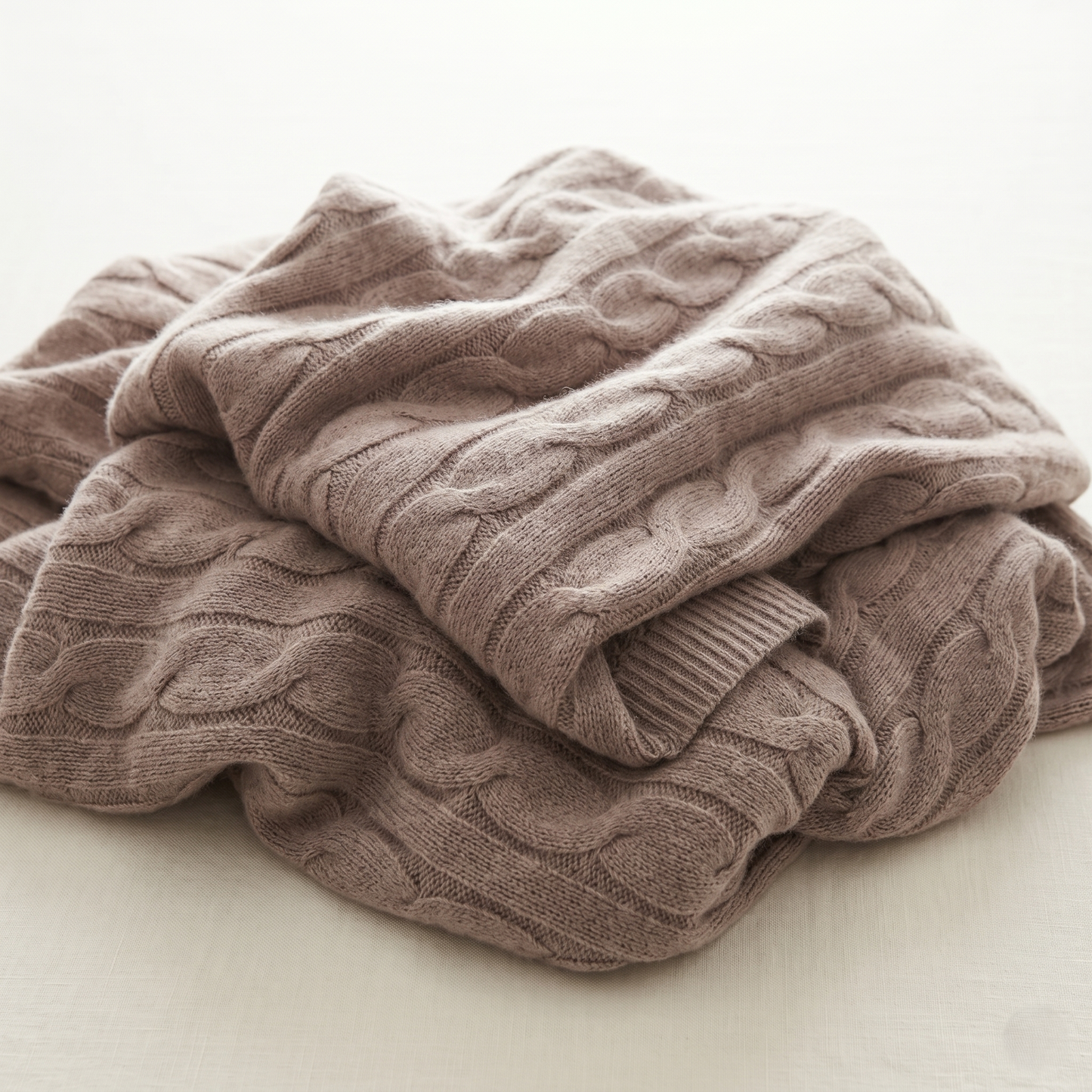 Heirloom Cable-Knit Pure Himalayan Cashmere Throw