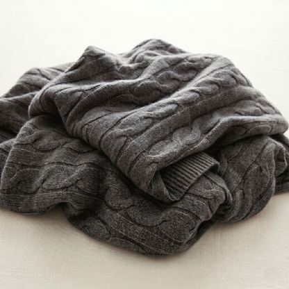 Heirloom Cable-Knit Pure Himalayan Cashmere Throw