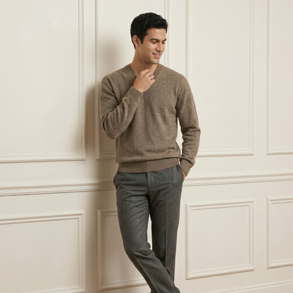Executive V-Neck Undyed Himalayan Cashmere Sweater