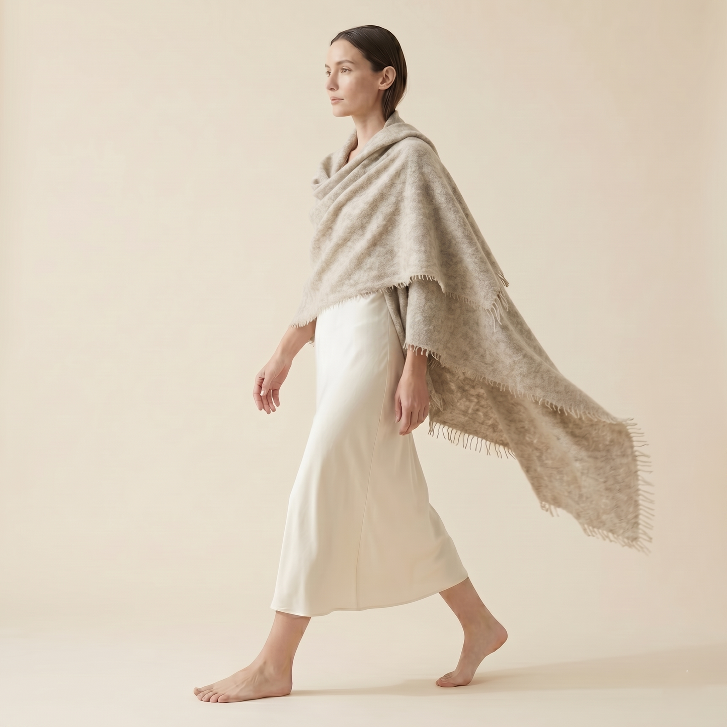 Pure 16-Micron Handknitted Cashmere Pashmina Shawl