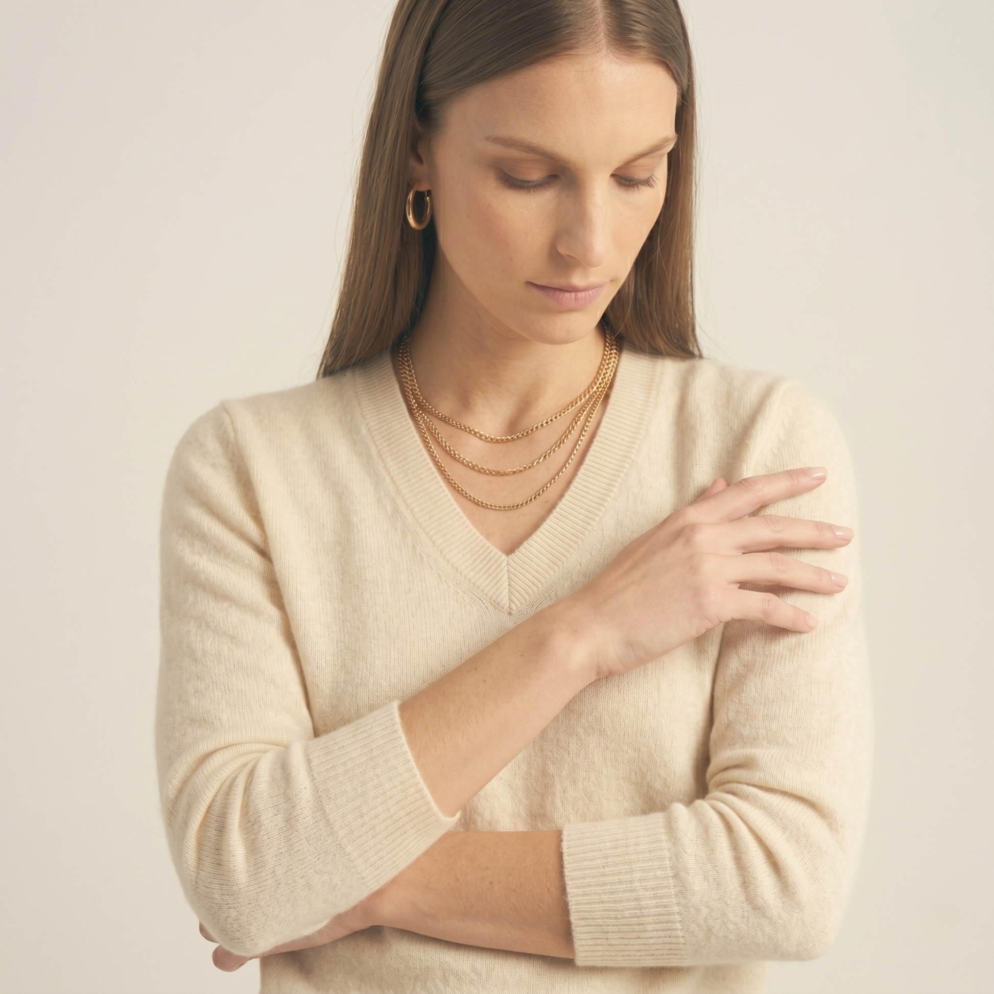 V-Neck Himalayan Cashmere Sweater For Women