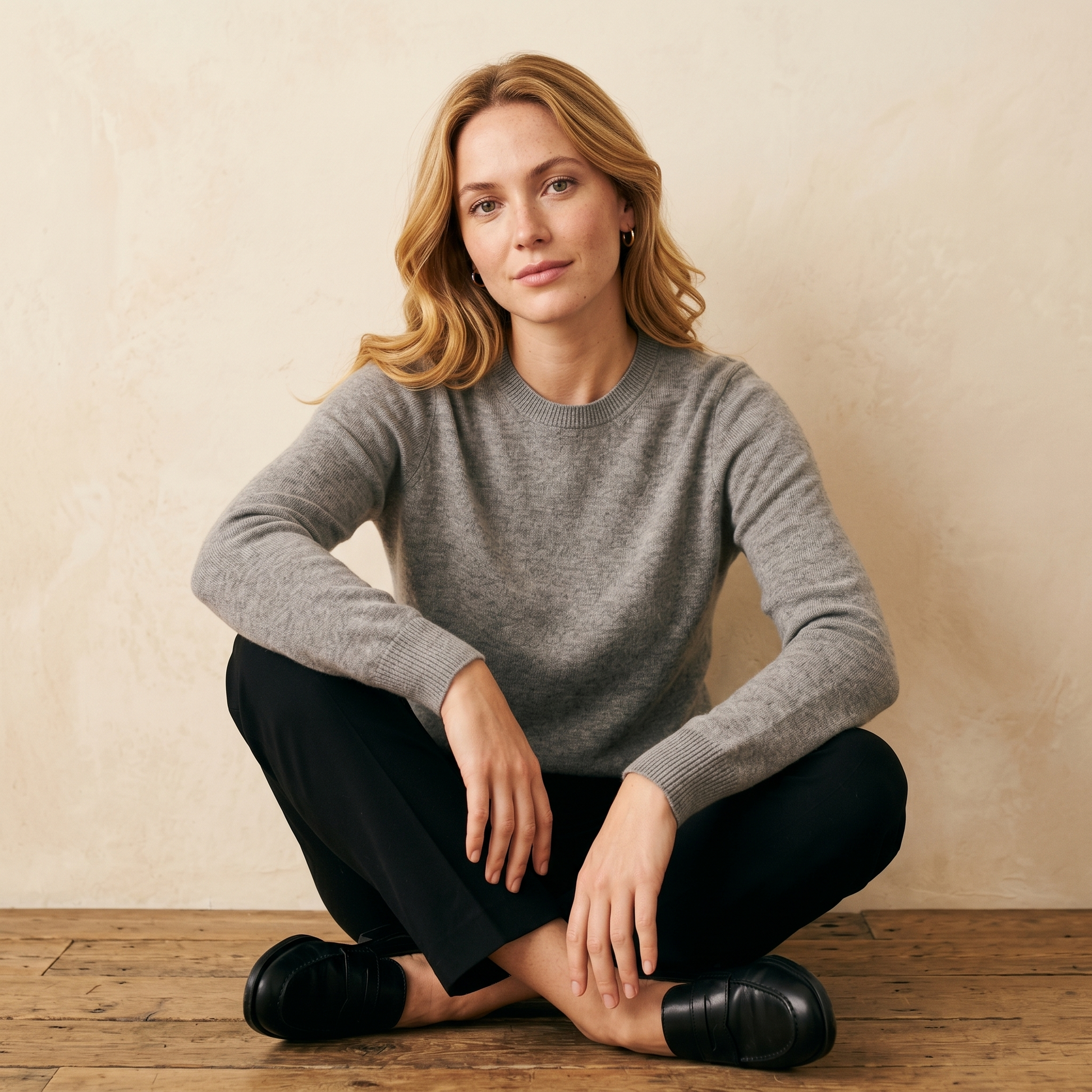 Crewneck Undyed Cashmere Sweater For Women