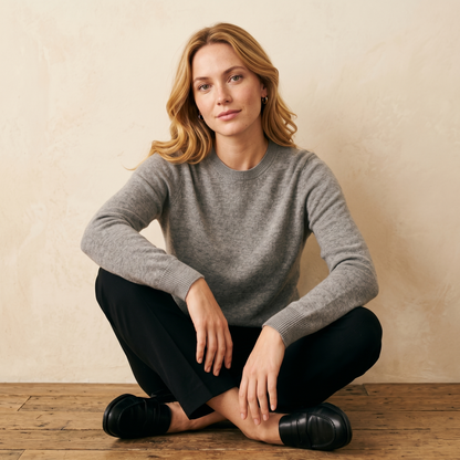 Crewneck Undyed Cashmere Sweater For Women