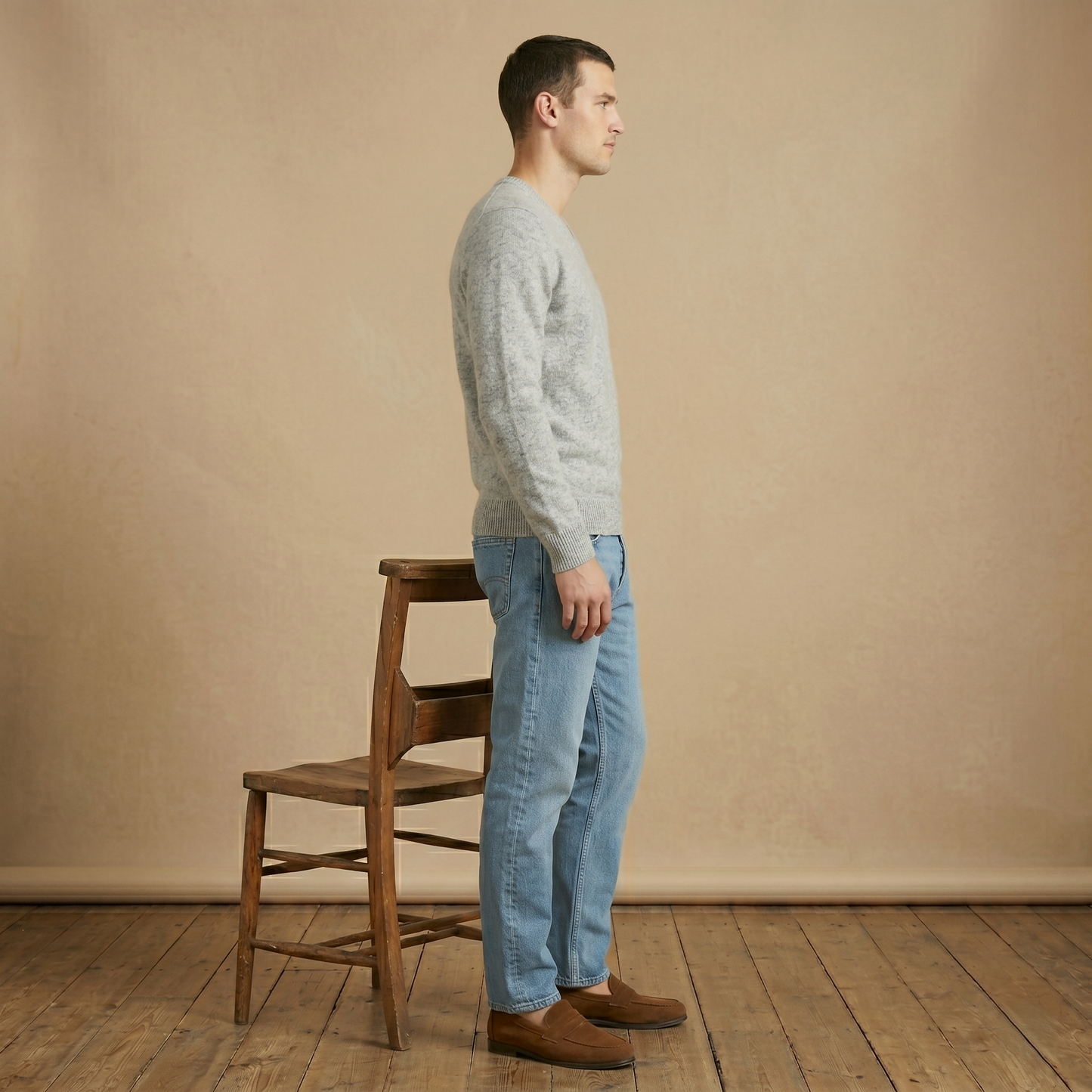 Executive V-Neck Undyed Himalayan Cashmere Sweater
