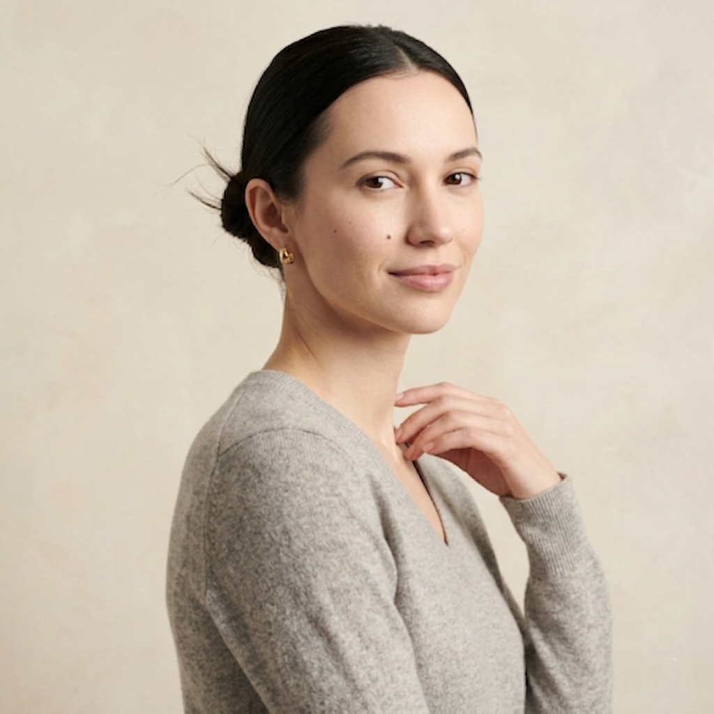 V - Neck Undyed Cashmere Sweater For Women