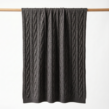 Heirloom Cable-Knit Pure Himalayan Cashmere Throw