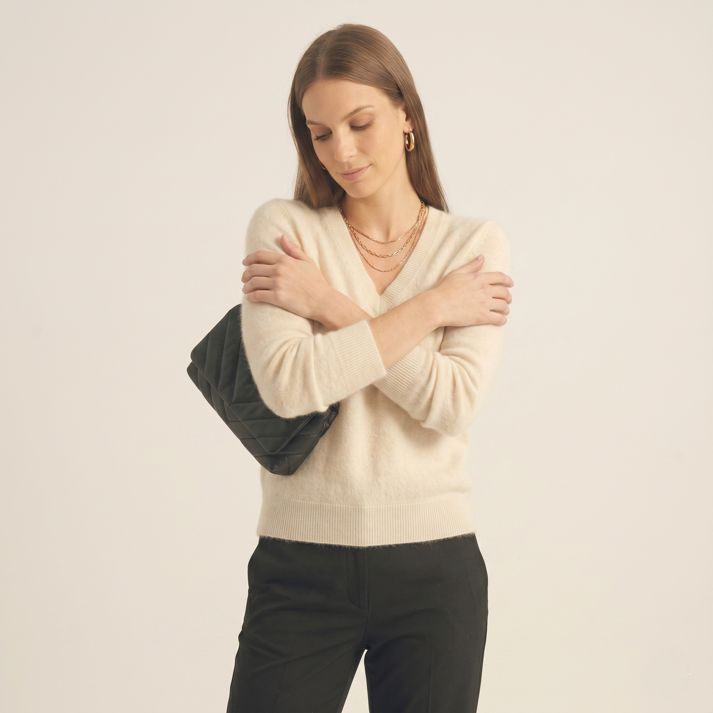 V-Neck Himalayan Cashmere Sweater For Women