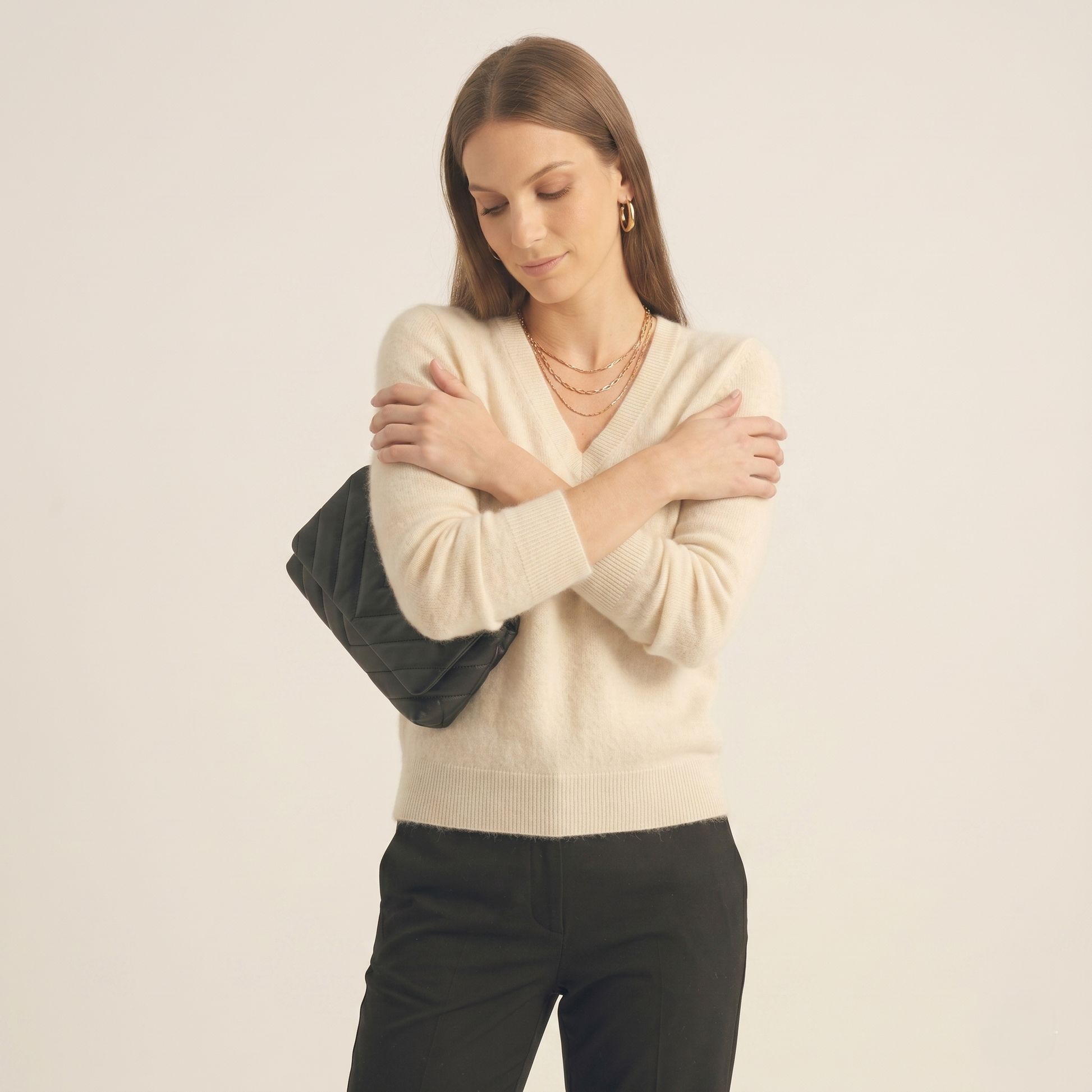V-Neck Himalayan Cashmere Sweater For Women