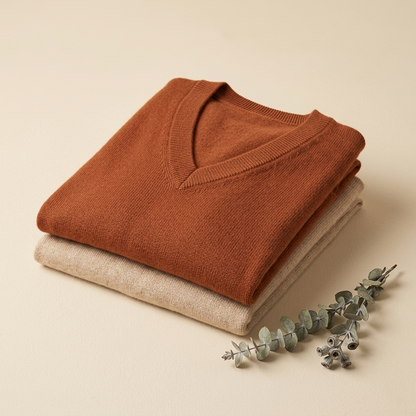 V-Neck Himalayan Cashmere Sweater For Women
