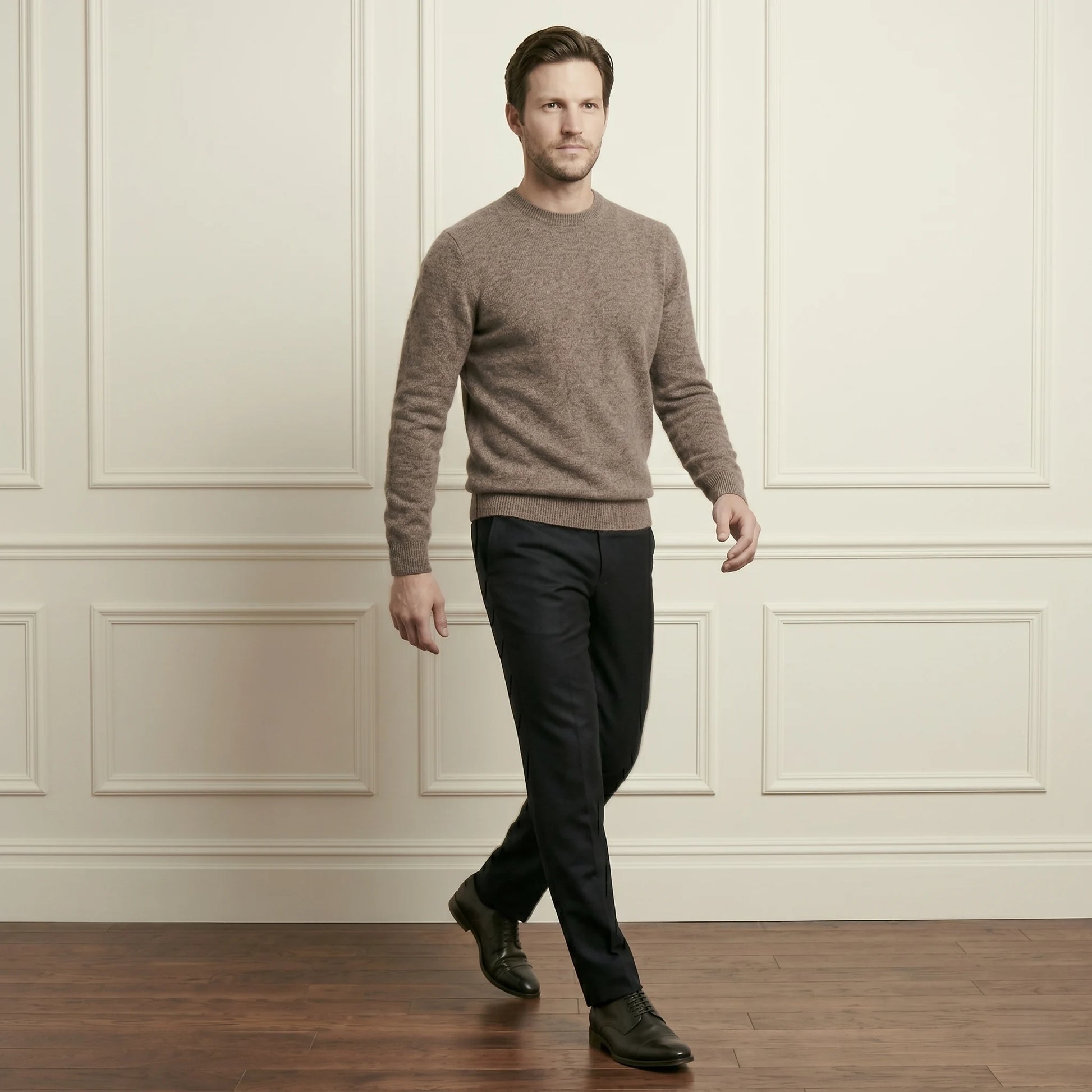 Exclusive Brown Original Crewneck Cashmere full sleeve Sweater for men