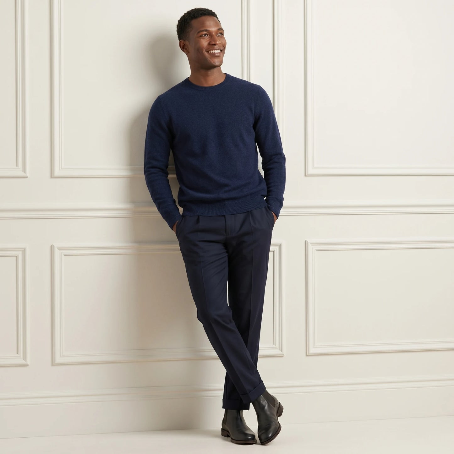 Dark Navy Original Crewneck Himalayan Cashmere Sweater