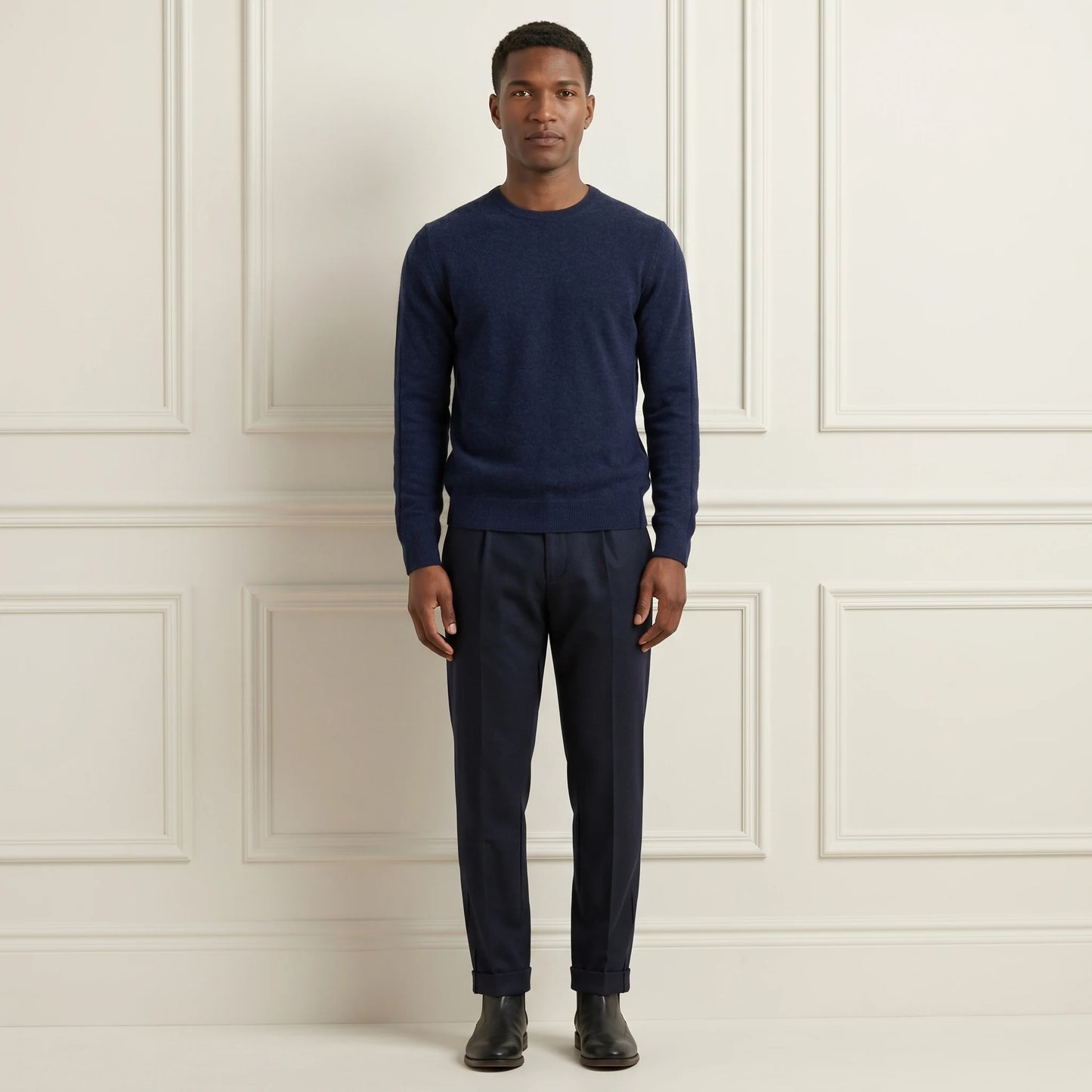 Dark Navy Original Crewneck Cashmere Full Sleeve Sweater for Men