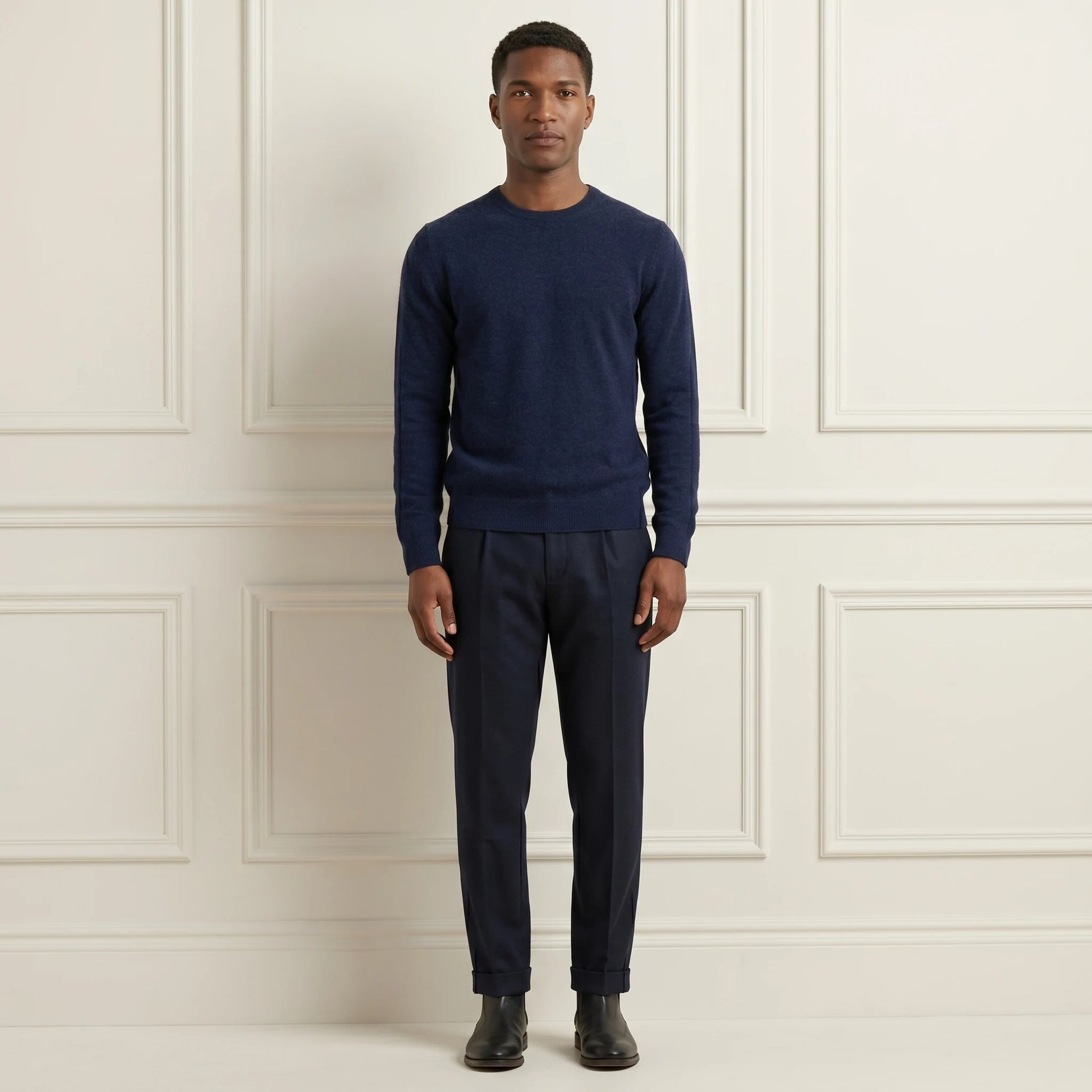 Dark Navy Original Crewneck Cashmere Full Sleeve Sweater for Men