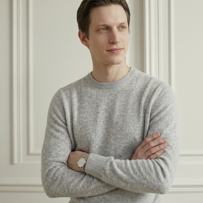 Executive Crewneck Undyed Himalayan Cashmere Sweater