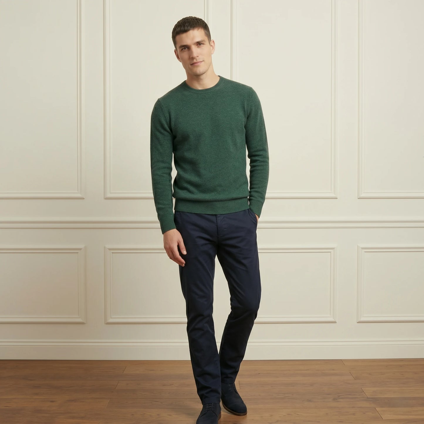 Extremely comfortable Pine Original Crewneck Himalayan Cashmere Full Sleeve Sweater For Men
