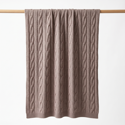Heirloom Cable-Knit Pure Himalayan Cashmere Throw