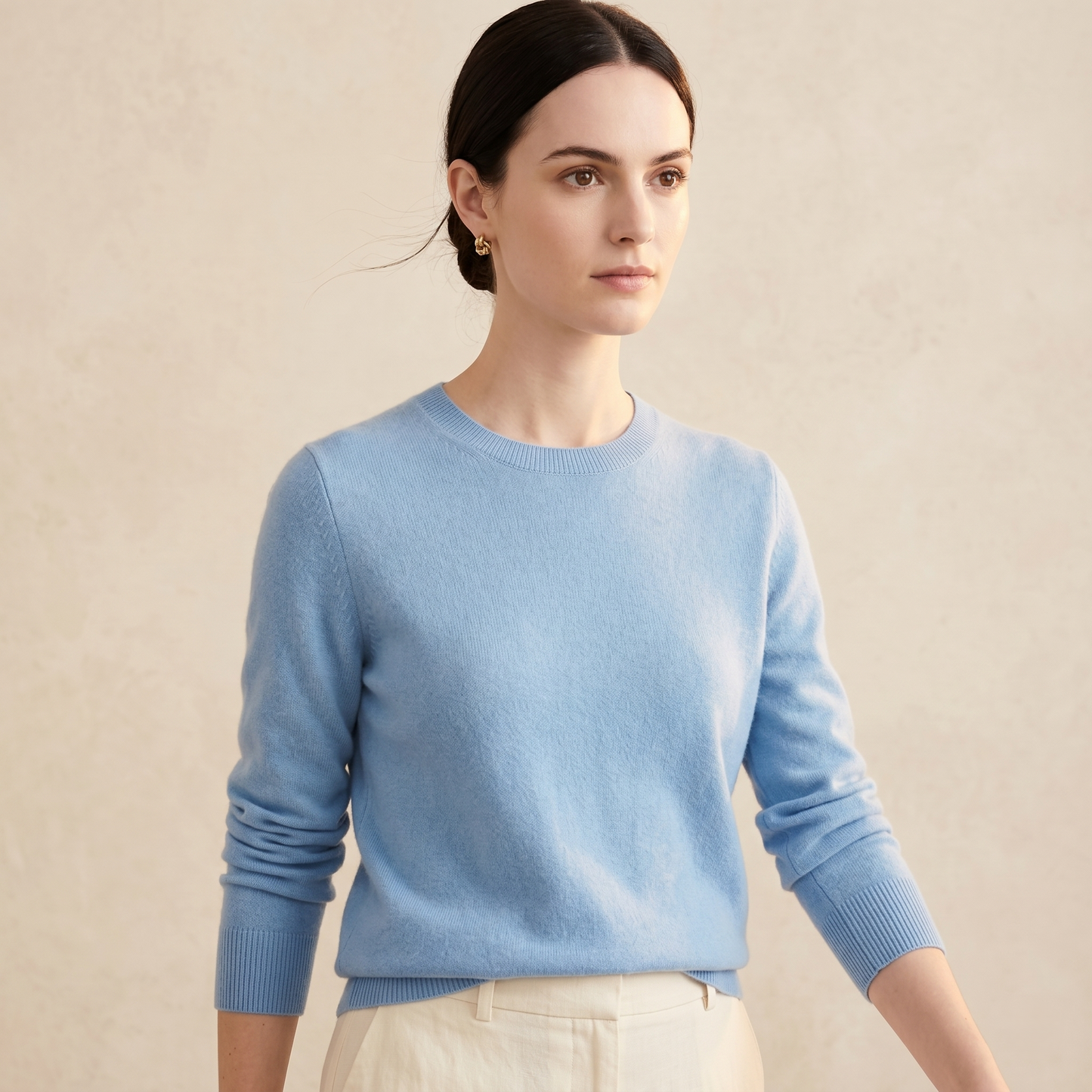 Himalayan Cashmere Original Crewneck Sweater For Women - Sky Blue
