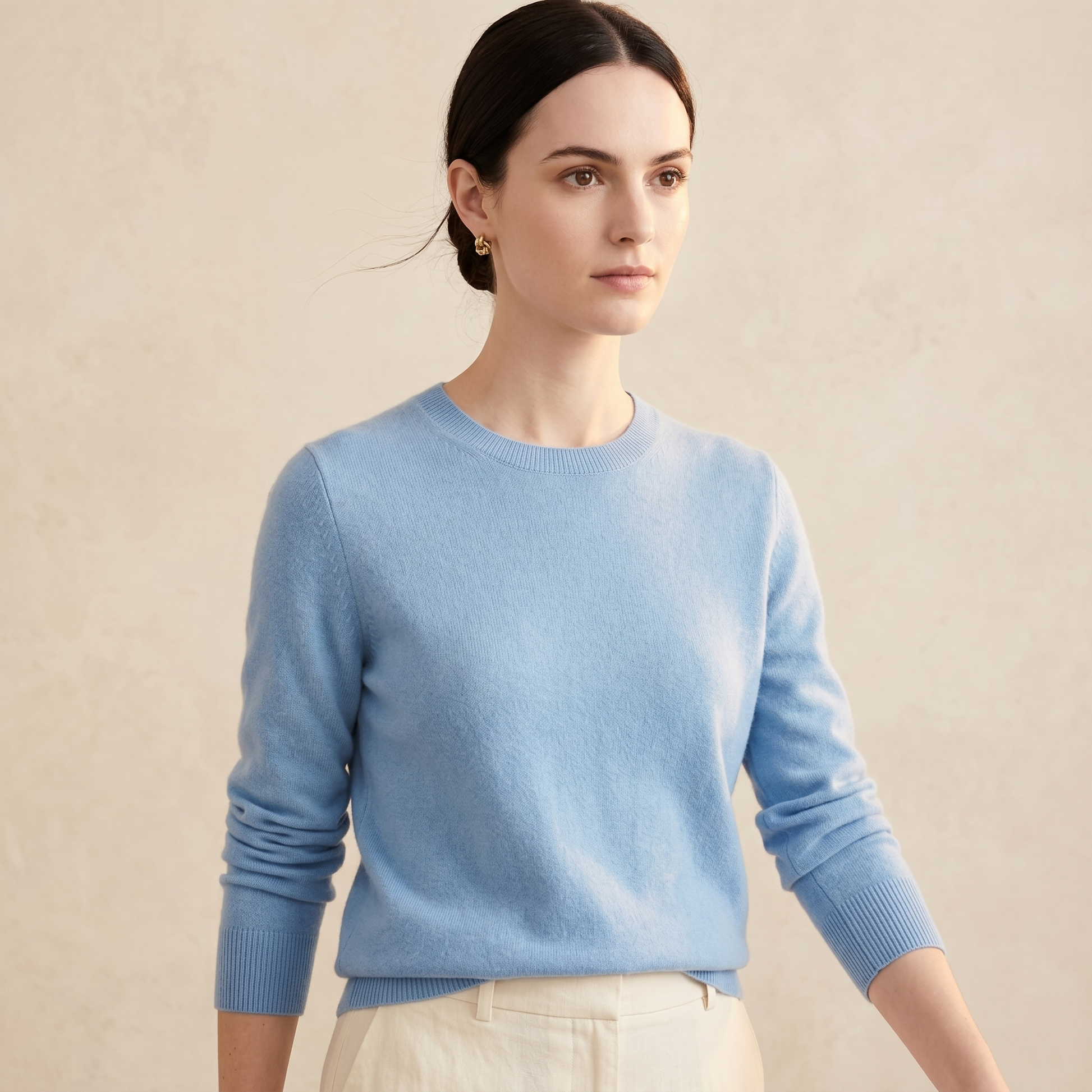 Himalayan Cashmere Original Crewneck Sweater For Women - Sky Blue