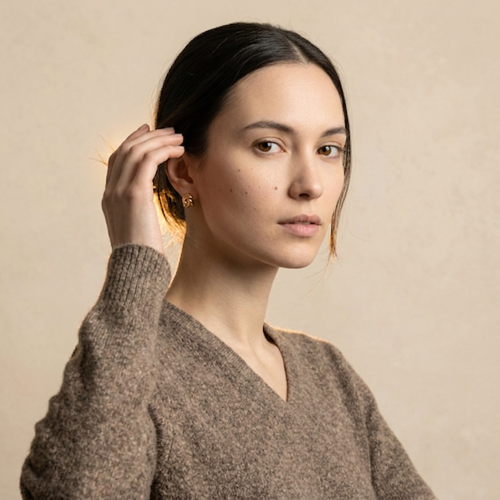 V - Neck Undyed Cashmere Sweater For Women