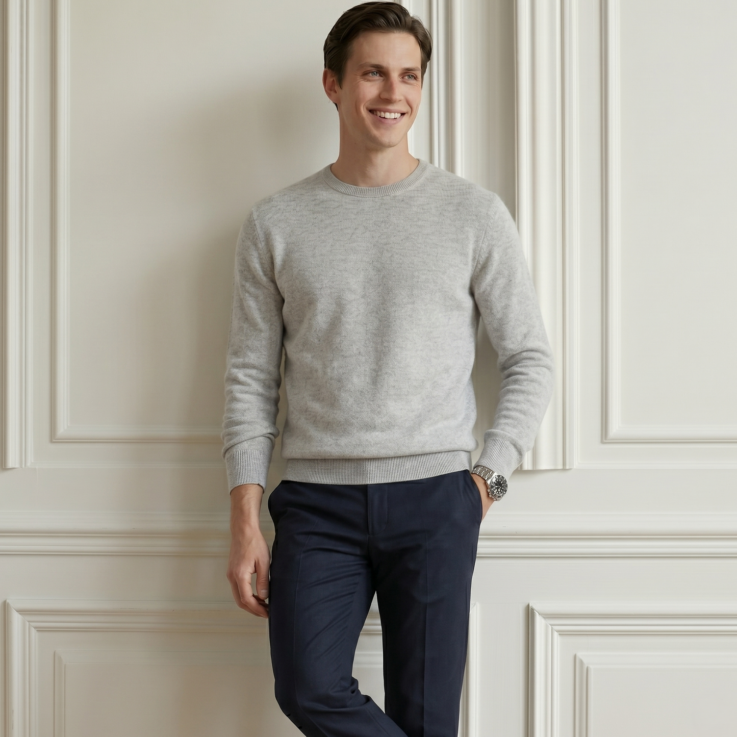 Executive Crewneck Undyed Himalayan Cashmere Sweater