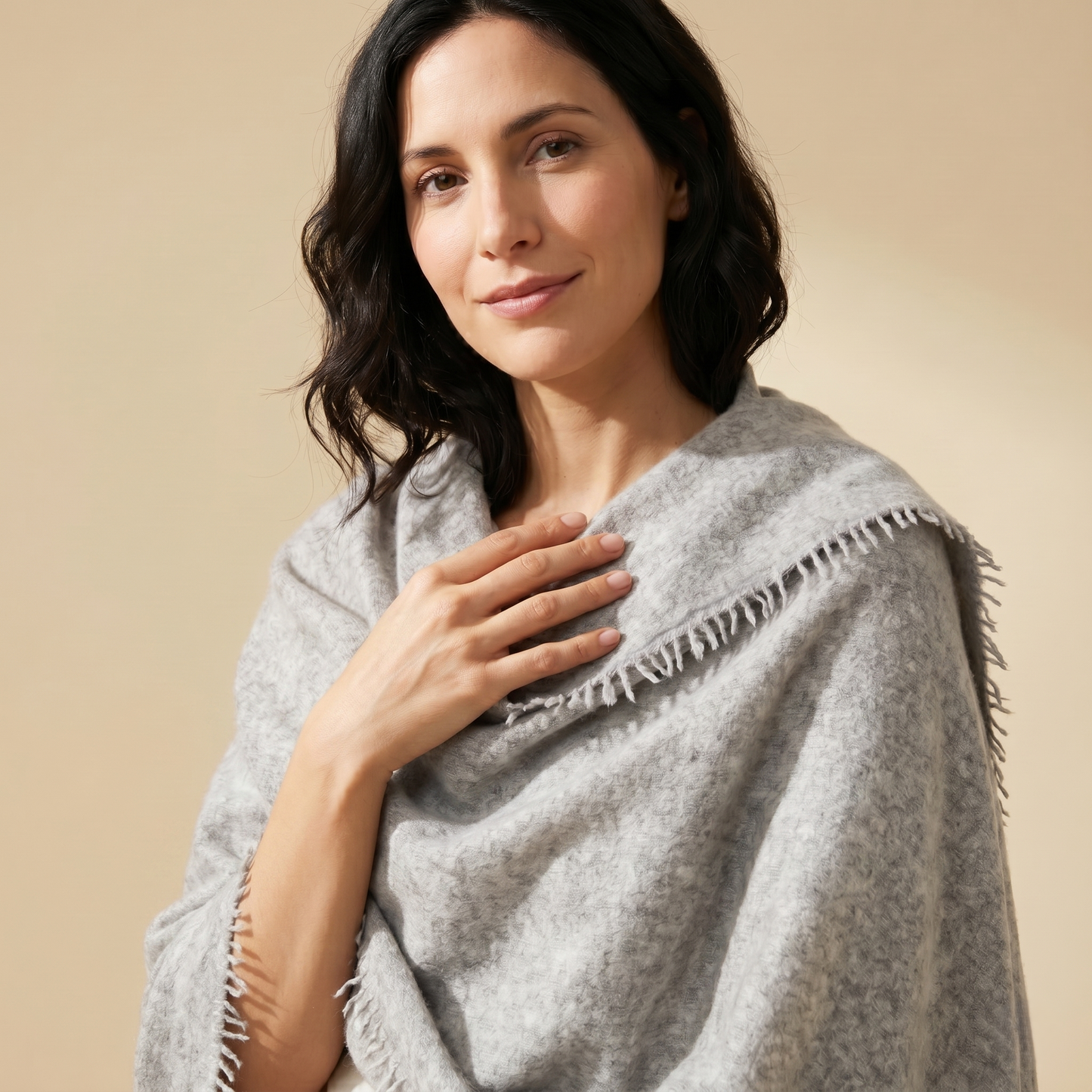 Pure 16-Micron Handknitted Cashmere Pashmina Shawl