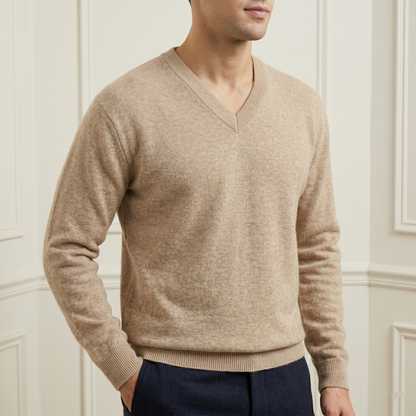Executive V-Neck Undyed Himalayan Cashmere Sweater