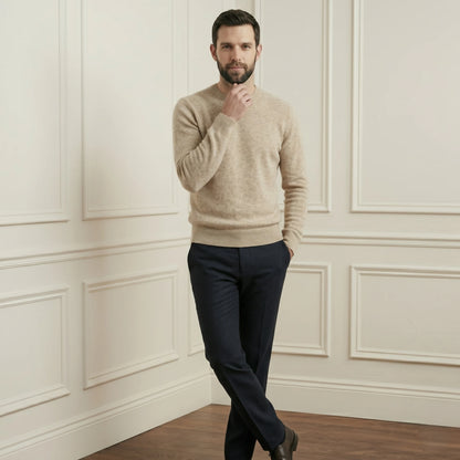 Eextremely comfortable Oat Original Full Sleeve Crewneck Himalayan Cashmere Sweater for Men