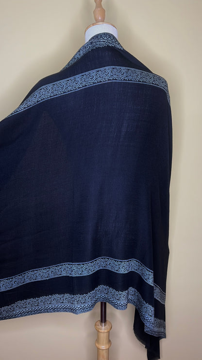 NPIA Certified 100% Pure Himalayan Cashmere Pashmina Shawl - Mustang Midnight Black