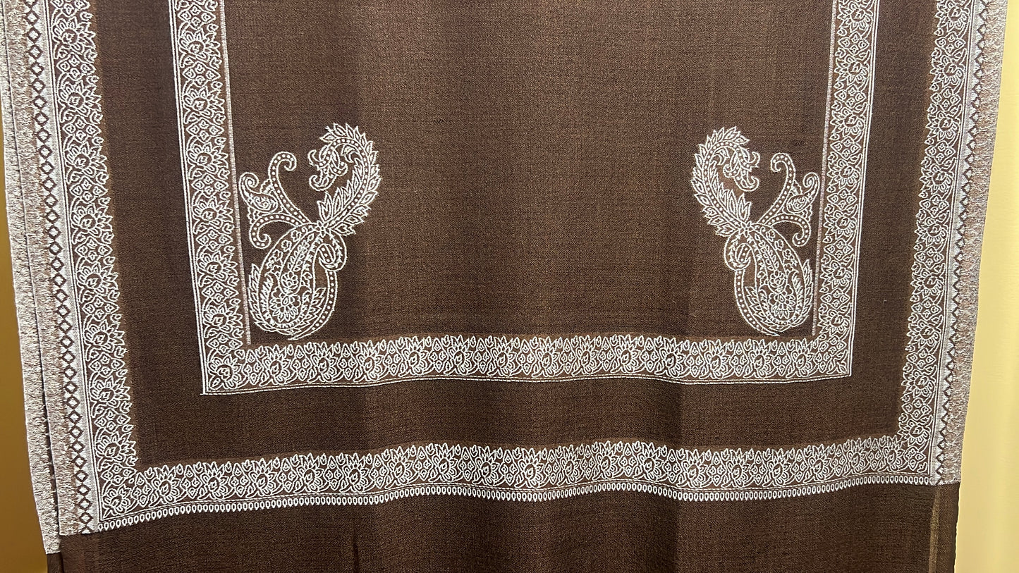 NPIA Certified 100% Pure Himalayan Cashmere Pashmina Shawl - Annapurna Espresso Brown