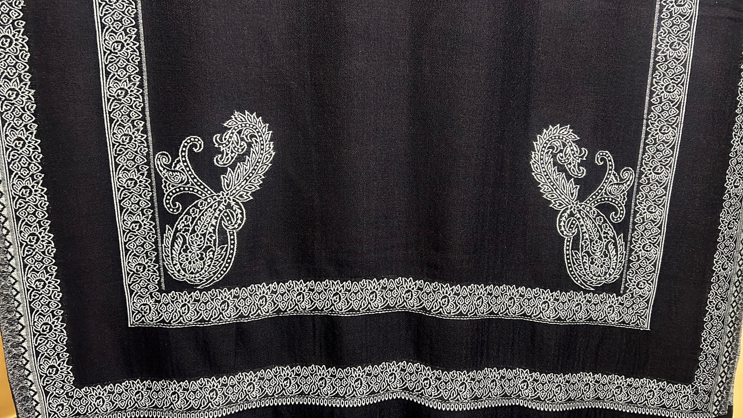 NPIA Certified 100% Pure Himalayan Cashmere Pashmina Shawl - Mustang Midnight Black