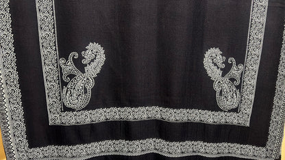 NPIA Certified 100% Pure Himalayan Cashmere Pashmina Shawl - Mustang Midnight Black